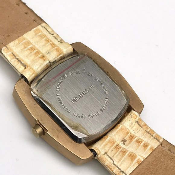 Vintage Gold Tone Japan Movement Watch Leather Band New Battery FSC:33822-1/F main image 9